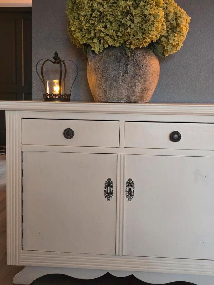 Wit houten kastje in landelijke stijl, Huis en Inrichting, Kasten | Buffetkasten, Gebruikt, Minder dan 100 cm, 50 tot 100 cm, 25 tot 50 cm