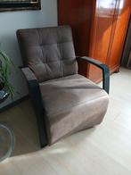 Vintage fauteuil met bruine bekleding, Ophalen, Gebruikt, Minder dan 75 cm, Vintage