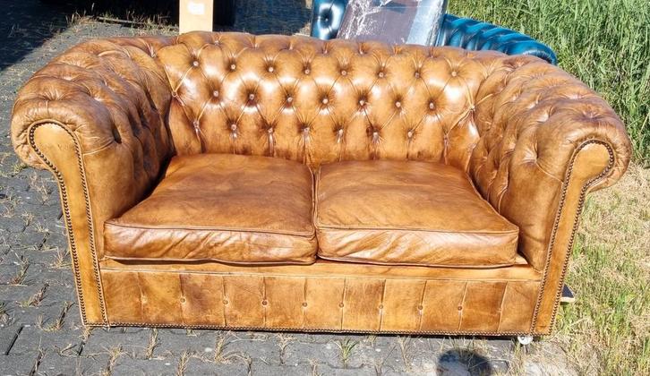 Originele Engelse Chesterfield bank + BEZORGING GRATIS, Antiek en Kunst, Antiek | Meubels | Stoelen en Banken, Ophalen of Verzenden