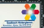 Sticker: Saalbach Hinterglemm - Kandidat Alpine Ski WM 1991, Sport, Ophalen of Verzenden, Zo goed als nieuw