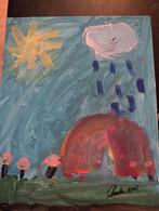 Kleurrijk kinderschilderij, Ophalen of Verzenden