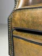 Schapenleren clubfauteuil groen bruin klassiek, Huis en Inrichting, Fauteuils, Ophalen, Gebruikt, 75 tot 100 cm