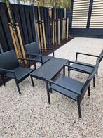 Tuinset, 4 stoelen + tafel, Wicker, Tuin en Terras, Tuinsets en Loungesets, Ophalen, Gebruikt, Wicker