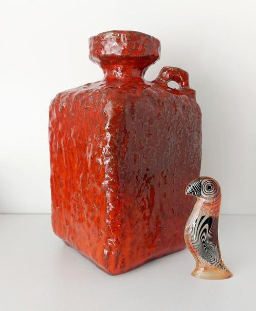 Vintage oranje-rode vaas, Antiek en Kunst, Antiek | Keramiek en Aardewerk, Ophalen of Verzenden