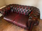 Rood leren Chesterfield, Huis en Inrichting, Ophalen, Zo goed als nieuw