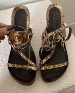 Penelope haksandalen leer maat 41 goud / bruin, Kleding | Dames, Bruin, Penelope, Zo goed als nieuw, Sandalen of Muiltjes