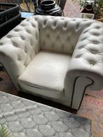 Witte Chesterfield Leren Stoel - Goede Staat, Huis en Inrichting, Fauteuils, Ophalen, Gebruikt, Vintage, Leer