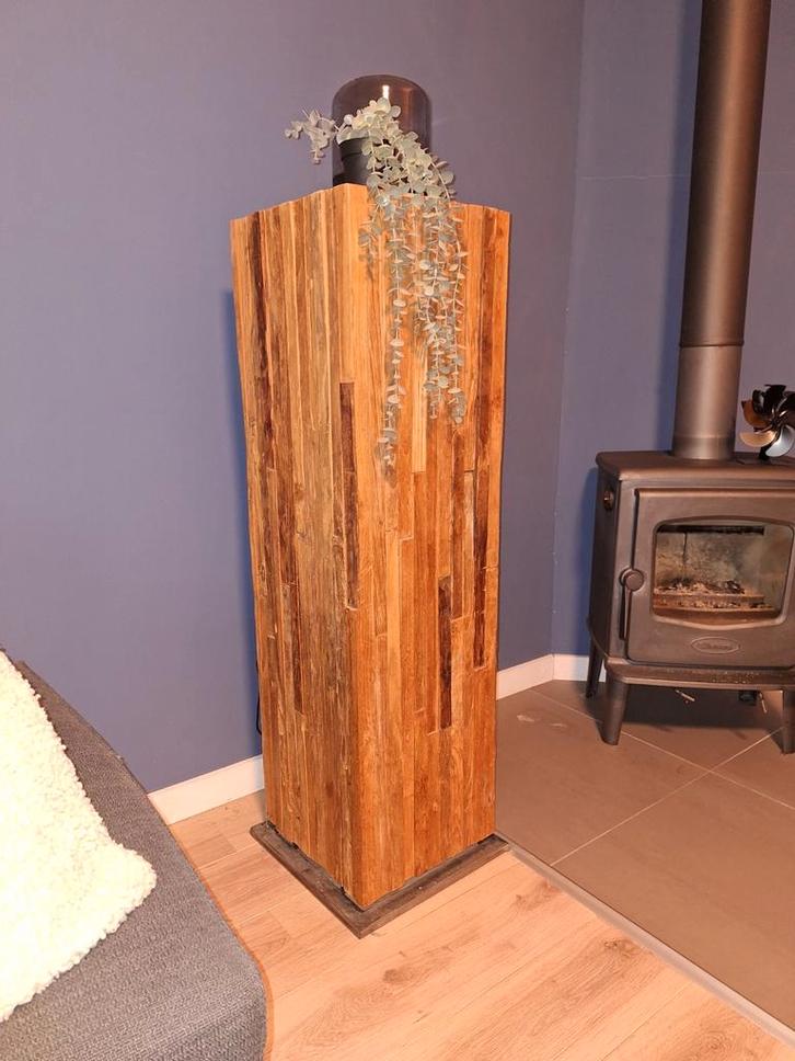 Teak Zuil Sokkel Plantenstandaard Lampvoet - Octa, Huis en Inrichting, Woonaccessoires | Zuilen en Pilaren, Gebruikt, Ophalen