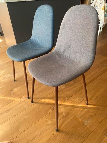 Eetkamerstoelen blauw en grijs