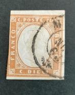 ITALIË "Regno Di Sardegna 1863" 10 cent. Sa14Ea, Ophalen of Verzenden, Gestempeld