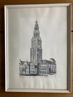 Prent Martinitoren Groningen, Antiek en Kunst, Kunst | Etsen en Gravures, Ophalen