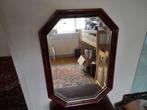 Achthoekige facet geslepen spiegel met houten lijst van 68 b, Minder dan 100 cm, Minder dan 50 cm, Rechthoekig, Zo goed als nieuw