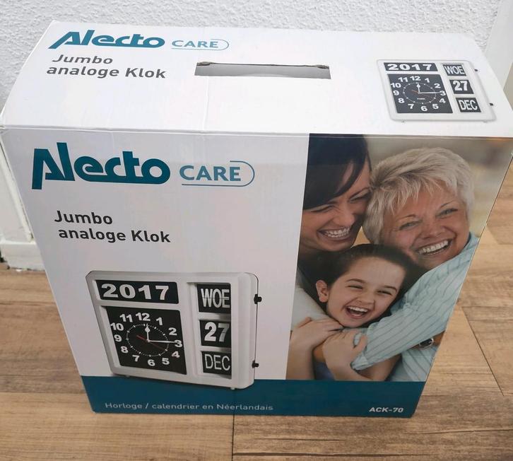 Alecto Analoge klok - Dementie klok  / slechtzienden klok, Huis en Inrichting, Woonaccessoires | Klokken, Nieuw, Wandklok, Analoog