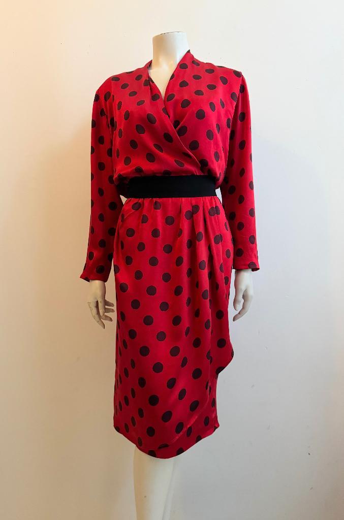 Janina rode polkadot zijden jurk 38, Kleding | Dames, Jurken, Zo goed als nieuw, Maat 38/40 (M), Rood, Ophalen of Verzenden