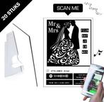 Trouw bedankjes bordjes Mr & Mrs met muziek A5, Nieuw, Verzenden