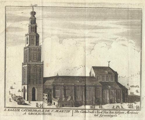 1786 - Groningen - de Gotische Martinikerk, Antiek en Kunst, Kunst | Etsen en Gravures, Ophalen of Verzenden