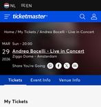 2x Andrea Bocelli - Zondag 29-3-26 - Ziggo Dome, Tickets en Kaartjes, Twee personen