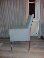 6 Grijze Stoffen Stoelen met Wieltjes, Ophalen, Zo goed als nieuw, Stof, Eén