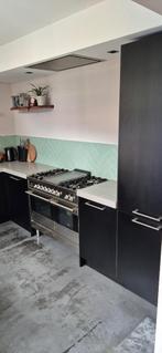 ZWARTE LUXE KEUKEN MET BORETTI FORNUIS! 350MX 220M, Huis en Inrichting, Keuken | Complete keukens, Ophalen, Zwart, Hoekkeuken