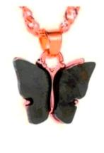 Ketting zwarte akoya parel steen vlinder, Verzenden, Nieuw, Goud, Met hanger