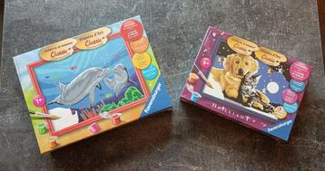 Ravensburger Schilderen op nummer dolfijnen en hond/poes beschikbaar voor biedingen
