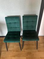 2 velvet groene eettafel stoelen, Huis en Inrichting, Stoelen, Zo goed als nieuw, Ophalen, Overige kleuren