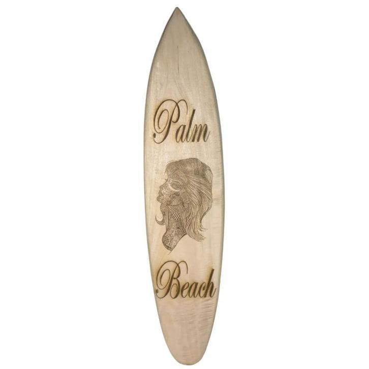 Palm Beach - decoratief houten surfplank 150 cm, Huis en Inrichting, Woonaccessoires | Wanddecoraties, Nieuw, Ophalen of Verzenden