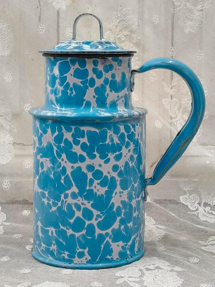 Oud klein Frans emaille melkpulletje, Antiek en Kunst, Antiek | Emaille, Ophalen of Verzenden