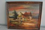 Olieverfschilderij op doek boerderij landschap Range, Antiek en Kunst, Ophalen of Verzenden