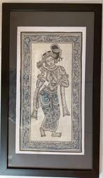 Schilderij van danseres Myanmar, Nieuw, Minder dan 50 cm, Schilderij, Ophalen of Verzenden