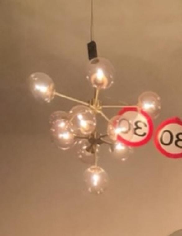 Kroonluchter goud met licht roze, Huis en Inrichting, Lampen | Hanglampen, Zo goed als nieuw, Minder dan 50 cm, Ophalen of Verzenden