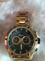 Raptor Herenhorloge - Gouden Look, Sieraden, Tassen en Uiterlijk, Horloges | Heren, Overige merken, Staal, Zakhorloge, Staal