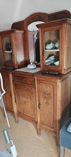 2 delige kast met spiegel. Afm.:125 cm br, 180 hoog, 45 diep, Antiek en Kunst, Ophalen