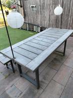 Eigen ontwerp tuintafel en bankje, Tuin en Terras, Ophalen, Gebruikt, Rechthoekig, Hout