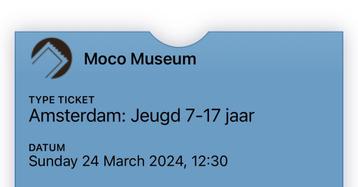 Moco museum ticket 7-17 jaar datum kan aangepast worden 