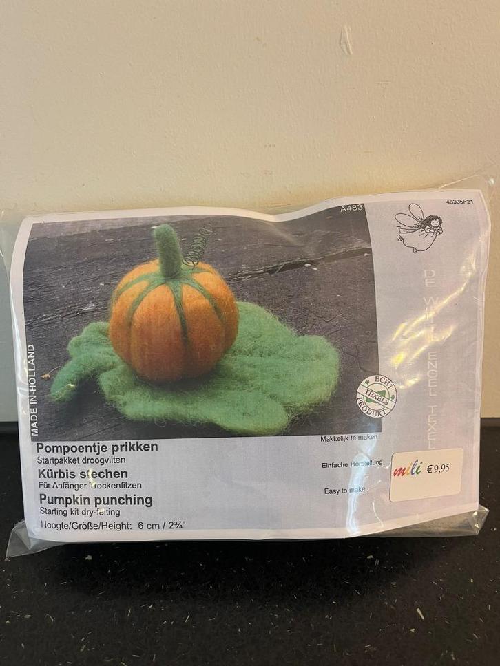 Zelfmaakpakket pompoentje prikken atelier de Witte Engel, Hobby en Vrije tijd, Knutselen, Nieuw, Materiaal, Ophalen of Verzenden