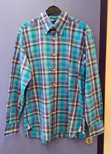 Tommy Hilfiger overhemd blauw paars geruit mt M nr 46094 beschikbaar voor biedingen