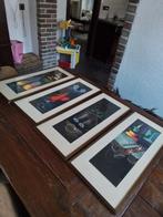 13724)  4 stuks Naieve kunst Weultjes  gesigneerd  615x265, Antiek en Kunst, Kunst | Schilderijen | Klassiek, Ophalen of Verzenden