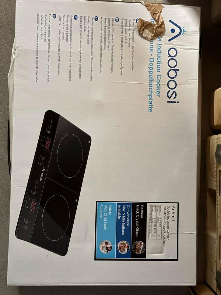 Aaobosi Dubbele Inductiekookplaat - Nieuwstaat, Witgoed en Apparatuur, Kookplaten, Nieuw, Vrijstaand, Inductie, 3 kookzones of minder