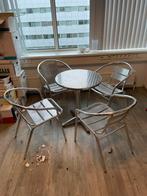 Bistro setje. Ronde tafeltje met 4 stoelen. Aluminium., Tuin en Terras, Ophalen, Gebruikt, Aluminium, 4 zitplaatsen