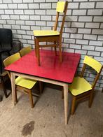Formica tafel en stoelen jaren 50, Ophalen, Gebruikt, Jaren 50, 4 tot 6 stoelen