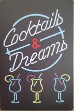 Cocktails en Dreams neon stijl reclamebord van metaal deco, Info@deconoord.nl, Deco Noord, Nieuw, Ophalen of Verzenden