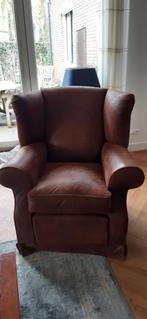 Fauteuil in Nubuck / pilotenleer uitgevoerd, Huis en Inrichting, Leer, Zo goed als nieuw, Ophalen, Klassiek