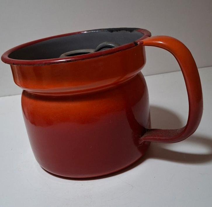 Vintage Emaille melkpan Oranje/Rood, Antiek en Kunst, Antiek | Emaille, Ophalen of Verzenden