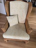 Rotan oorfauteuil met kussen – klassieke landelijke stijl, Ophalen, Zo goed als nieuw, Riet of Rotan