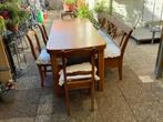 Eiken tafel met klepbank, Ophalen of Verzenden, Rechthoekig, 200 cm of meer, 50 tot 100 cm