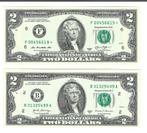 2 X 2 USA Dollars UNC, Postzegels en Munten, Bankbiljetten | Amerika, Verzenden, Noord-Amerika, Setje