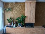 Rubberwood dressoir met dimplex waterdamp openhaard, Huis en Inrichting, Ophalen, 25 tot 50 cm, Glas
