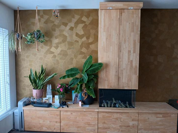 Rubberwood dressoir met dimplex waterdamp openhaard, Huis en Inrichting, Kasten | Dressoirs, 25 tot 50 cm, Glas, Ophalen