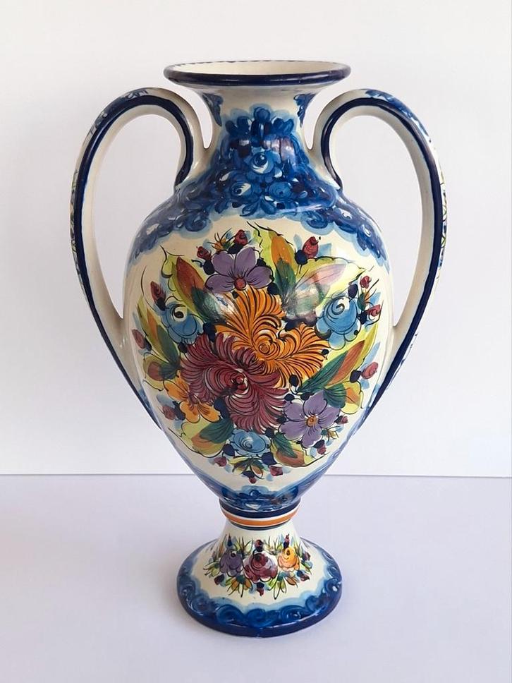 Grote handbeschilderde Portugese vaas (ca. 1975), Antiek en Kunst, Antiek | Vazen, Verzenden